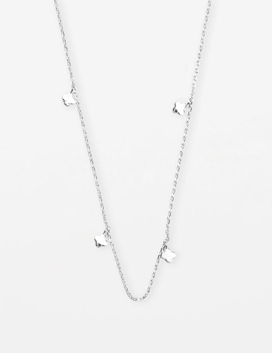 Silver w Solid Flowers Necklace