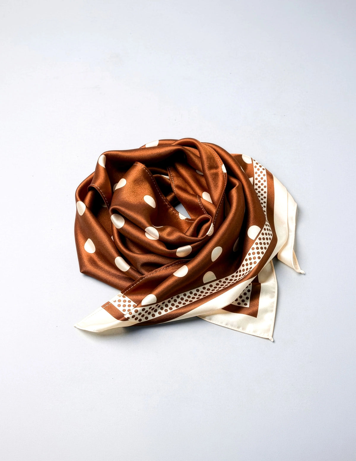 Choc dots triangle scarf in brown and cream