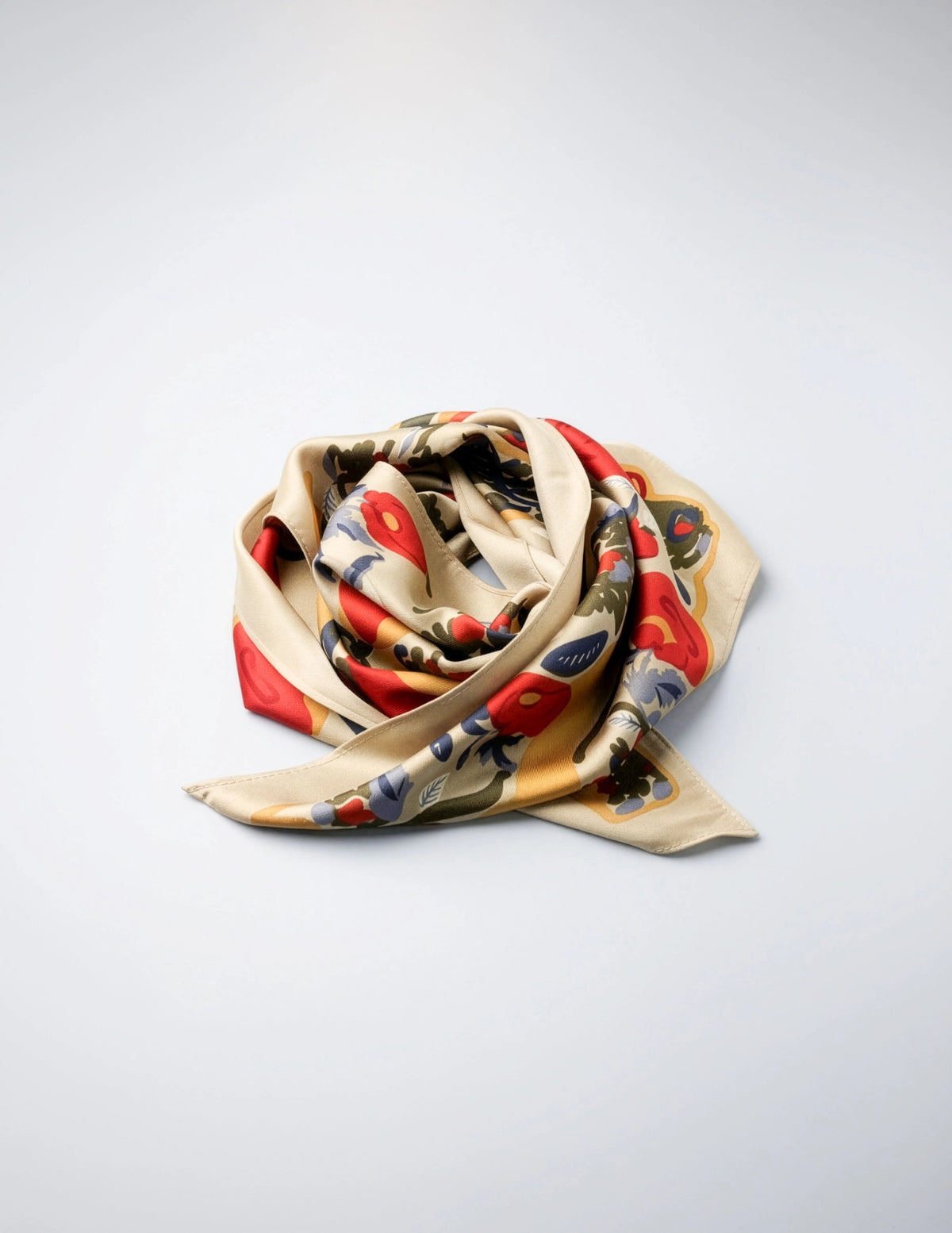 Cream floral triangle scarf with colourful flowers
