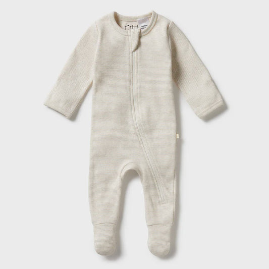 Wilson & Frenchy | Organic Stripe Rib Zipsuit w Feet