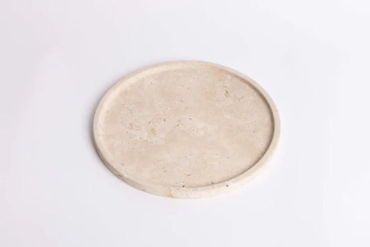 Moon Round Tray | Light Travertine