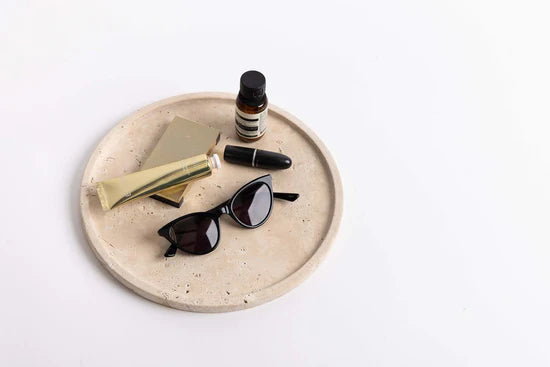 Moon Round Tray | Light Travertine
