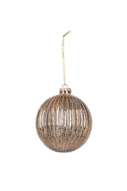 Christmas Decoration | Ribbed Glass Bauble Gold