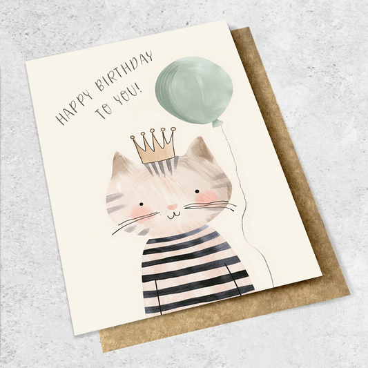 Cat Crown Birthday | Large Luxe Card