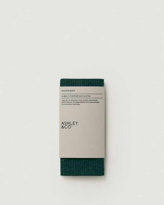 Ashley & Co Clean Buff 2-pack multi-purpose eco cloths in Hushed Kale muted green