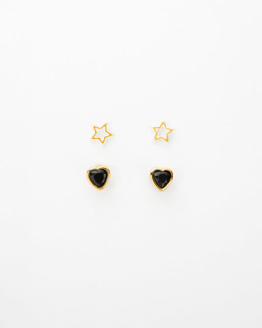 Set of 2 Stars and Hearts Earrings
