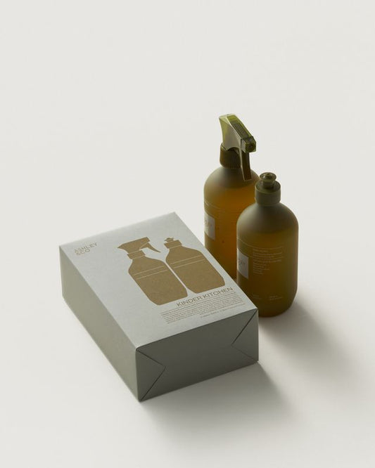 Ashley & Co Kinder Kitchen gift set with Benchpress spray, Insink dish wash and Clean Buff cloths