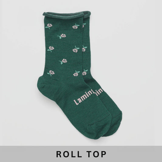 Lamington | Women's Merino Roll Top Sock - Flora