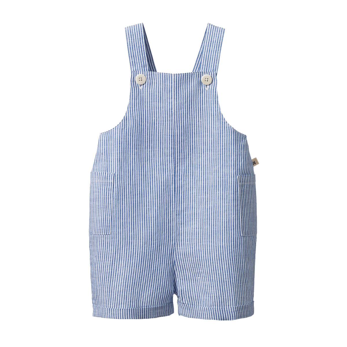 Tucker Linen Shortie Overalls | Blue Stripe