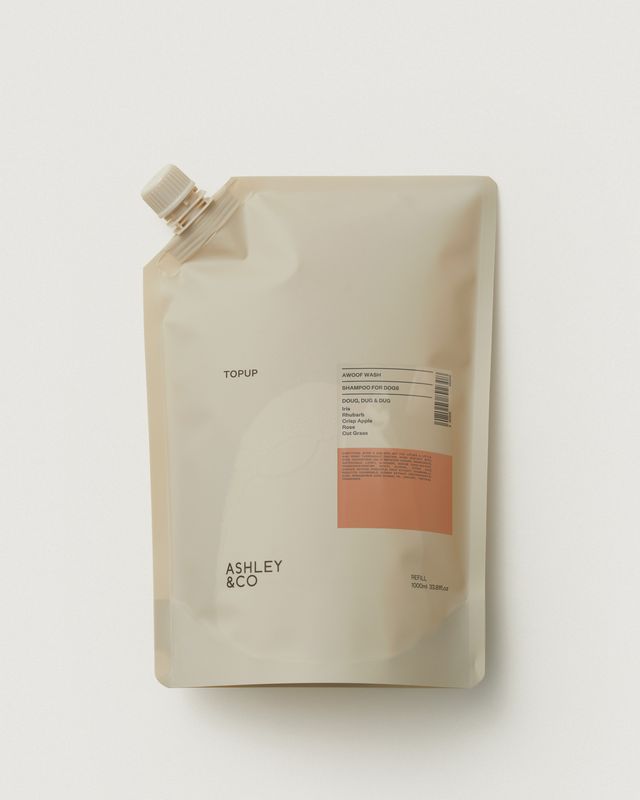 Ashley & Co Awoof Wash 1L natural shampoo for dogs in a refill pouch