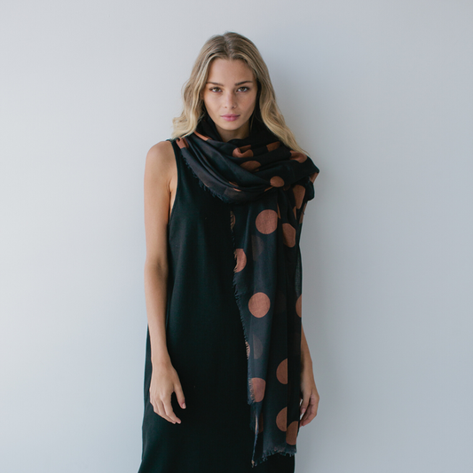 Sophie | So Spotty Maxi Scarf - Black Toffee - Found My Way Invercargill