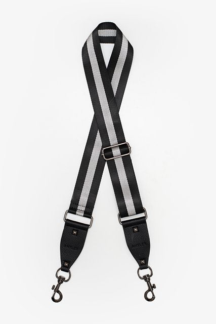 Antler | Bag Strap - Black & Silver Stripe