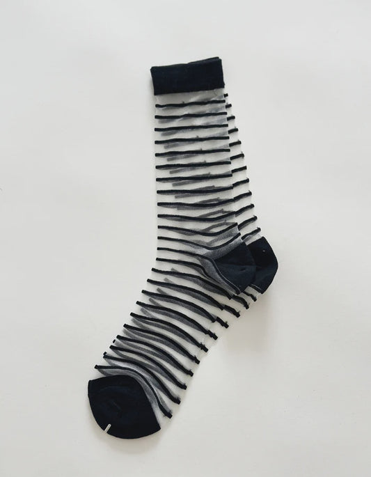 Stella + Gemma | Black Stripes Sheer Sock