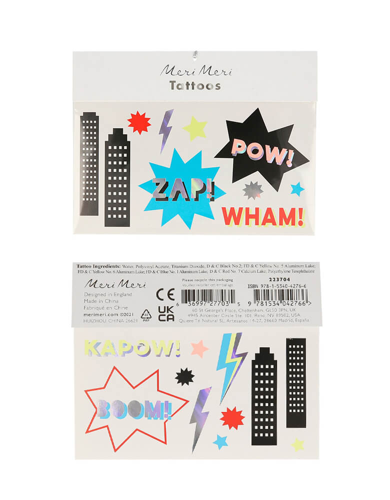 Meri Meri | Temporary Tattoos - Large - Set of 2 Sheets - Found My Way Invercargill