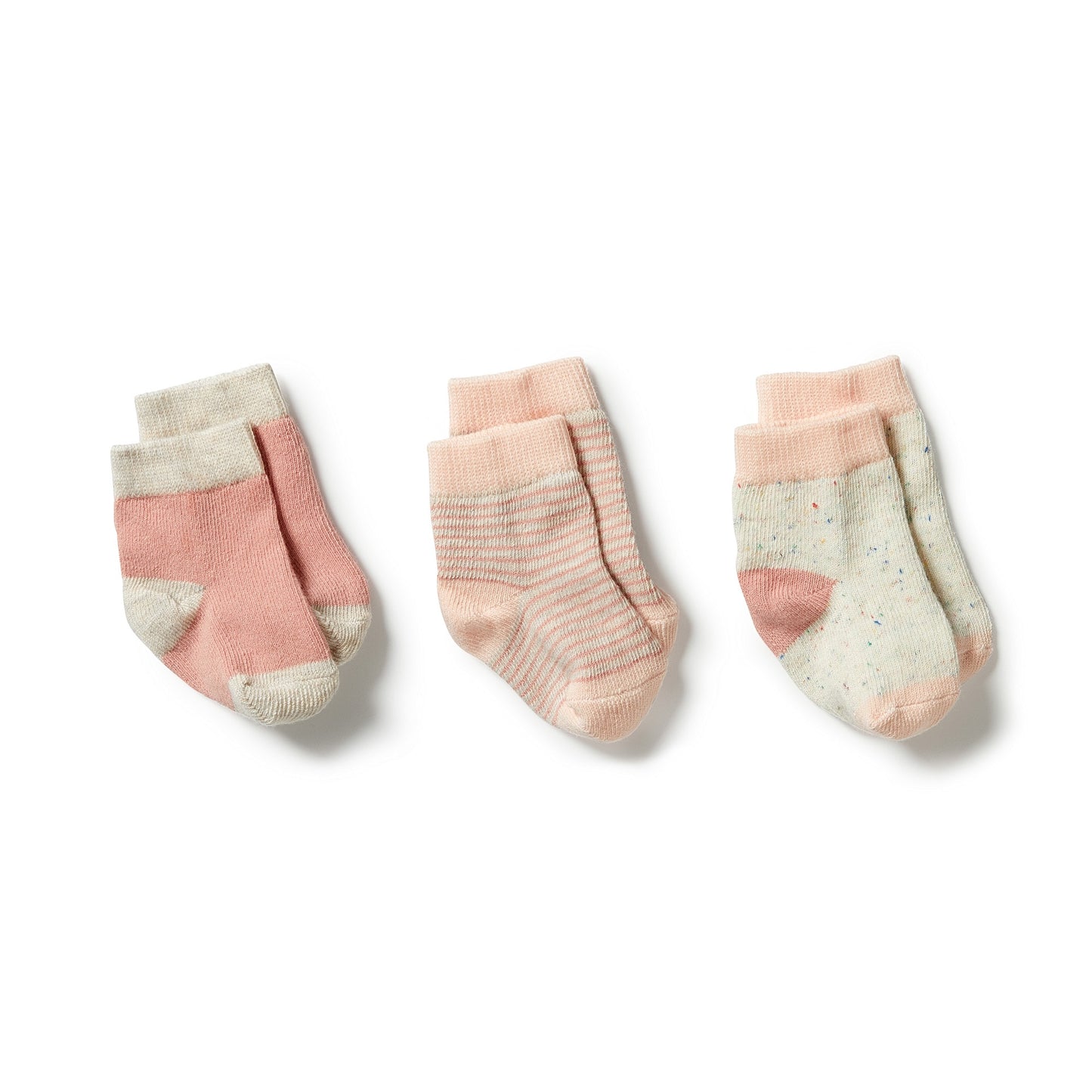 Wilson & Frenchy | Organic 3 Pack Baby Socks - Peach, Shell, Oatmeal