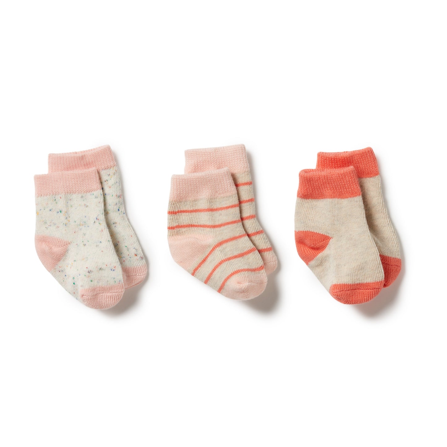 Wilson & Frenchy  | Organic Baby Sock 3 Pack - Silver Peony, Oatmeal, Coral Organic - Found My Way Invercargill