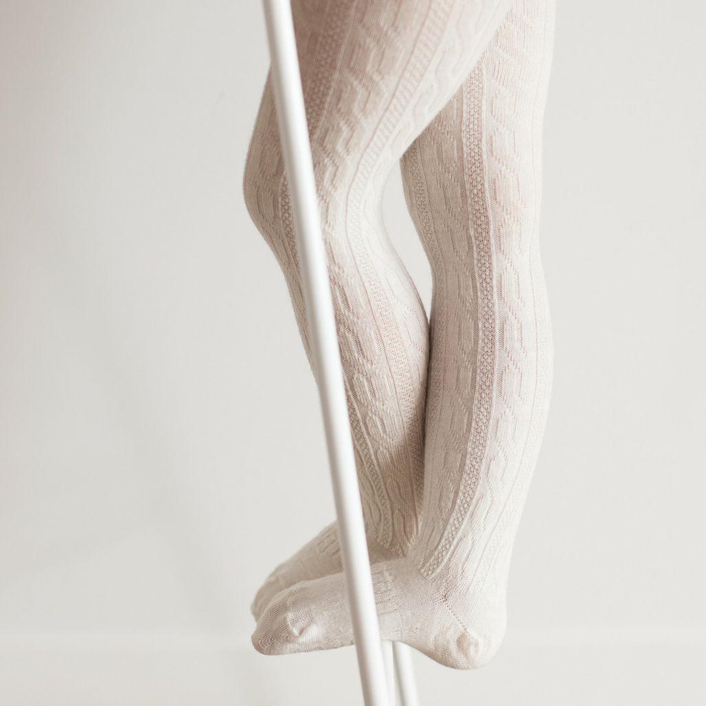 Lamington | Merino Cable Knit Tights - Cream - Found My Way Invercargill
